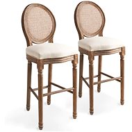 Bar Stools 2 pcs White Linen - Bar Stool
