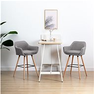 Bar stools with armrests 2 pcs light gray textile - Bar Stool