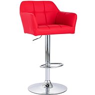 Bar stool with armrests in red faux leather - Bar Stool