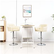 Bar Stools with Armrests, 2 pieces, Creamy Faux Leather - Bar Stool