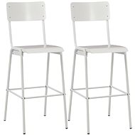 Bar stools 2 pcs white solid plywood and steel - Bar Stool