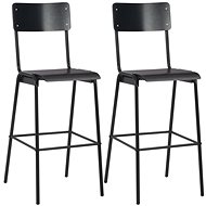 Bar stools 2 pcs black solid plywood and steel - Bar Stool