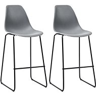 Bar stools 2 pcs gray plastic - Bar Stool