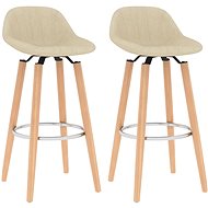 Bar stools 2 pcs cream textile - Bar Stool
