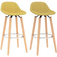 Bar stools 2 pcs mustard yellow textile - Bar Stool