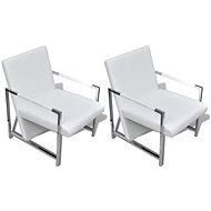 Armchair 2 pcs with chrome frame white artificial leather 270180 - Armchair