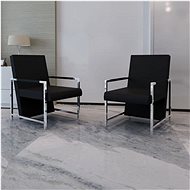 Armchair 2 pcs with chrome frame black faux leather 270179 - Armchair
