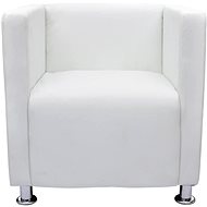 Square armchair white artificial leather - Armchair
