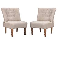 French armchairs 2 pcs cream textile - Armchair