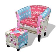Armchair with footstool patchwork textile - Armchair