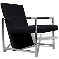 Armchair with chrome legs black faux leather - Armchair
