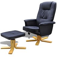 Armchair with black faux leather footrest - Armchair