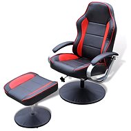 Armchair with black-red faux leather footrest - Armchair