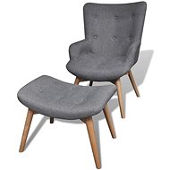 Armchair with gray textile footrest - Armchair