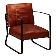 Brown genuine leather armchair - Armchair