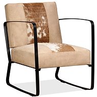 Armchair creamy genuine goatskin and canvas - Armchair