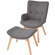 Armchair with Footstool Textile Grey - Armchair