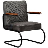Gray genuine leather armchair - Armchair