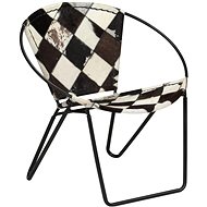 Black genuine leather diamond armchair - Armchair