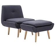Armchair with dark gray textile footrest - Armchair