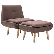 Armchair with brown textile footstool - Armchair
