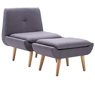 Armchair with gray textile footrest - Armchair