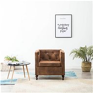 Armchair brown with suede textile look - Armchair