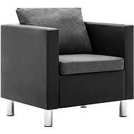 Armchair black and light gray faux leather - Armchair