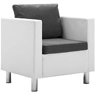 Armchair white and light gray faux leather - Armchair