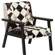 Black and white genuine leather armchair - Armchair