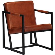 Brown genuine leather armchair - Armchair