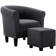 2-piece set of armchair and stool black textile - Armchair