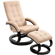 Positioning chair with footstool creamy suede fabric - Armchair