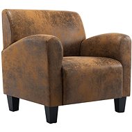 Armchair Brown Faux Brushed Leather - Armchair