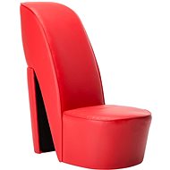Armchair with high heel red faux leather - Armchair