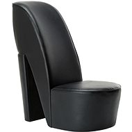 Armchair with high heel black faux leather - Armchair