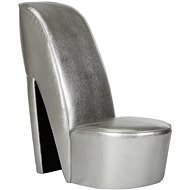 Armchair with high heel silver faux leather - Armchair