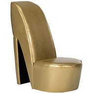 Armchair with high heel gold faux leather - Armchair