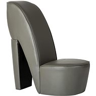 Armchair with high heel gray faux leather - Armchair