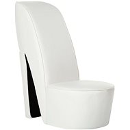 Armchair with high heel white faux leather - Armchair