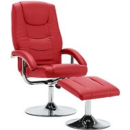 Positioning chair with red faux leather footrest - Armchair