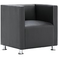 Square armchair in gray faux leather - Armchair