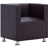 Square armchair brown faux leather - Armchair