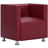 Square armchair burgundy faux leather - Armchair