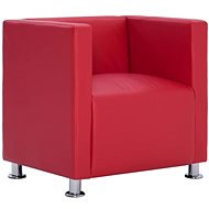 Square armchair in red faux leather - Armchair