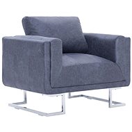 Square armchair gray faux brushed leather - Armchair