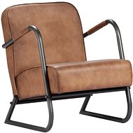 Relaxing armchair light brown genuine leather - Armchair