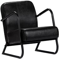 Relaxation chair black genuine leather - Armchair