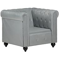 Chesterfield armchair in gray genuine leather - Armchair