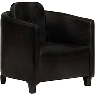 Black genuine leather armchair - Armchair